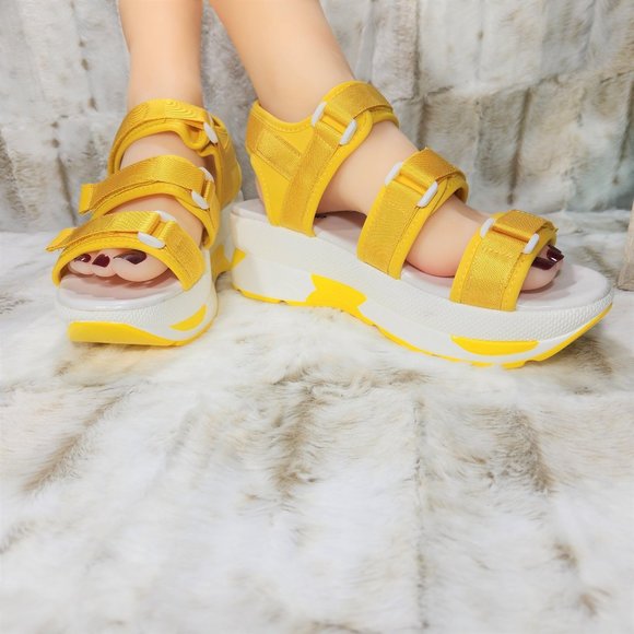 Pazzle Summer Sneaker Harness Sandals Yellow Size 10 - Picture 3 of 7